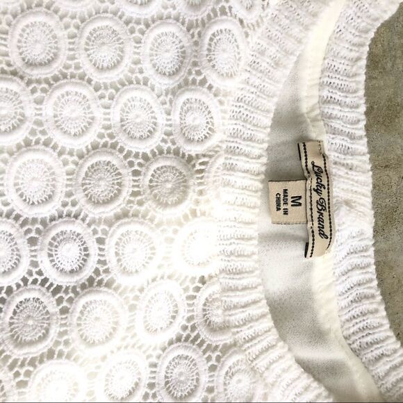Lucky Brand cinema sweater lace split back white M - Picture 4 of 5